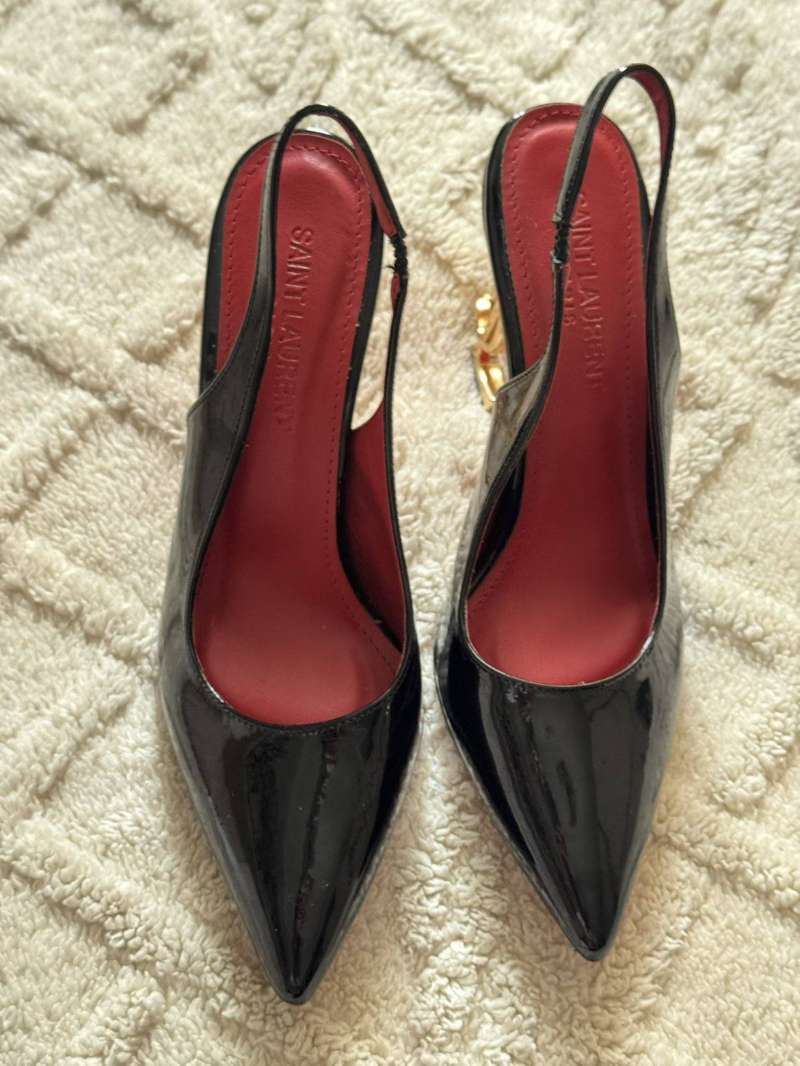 ✨ Escarpins femme style luxe noir verni avec talon doré YSL ✨ - Miniature 2