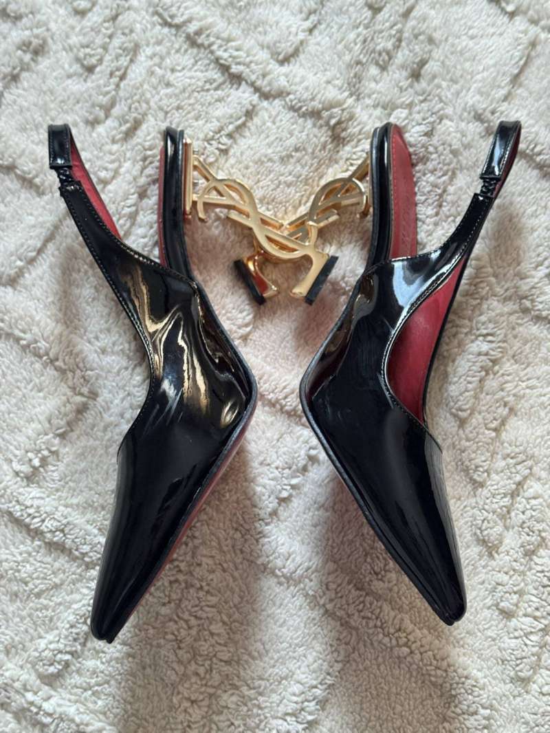 ✨ Escarpins femme style luxe noir verni avec talon doré YSL ✨ - Miniature 3