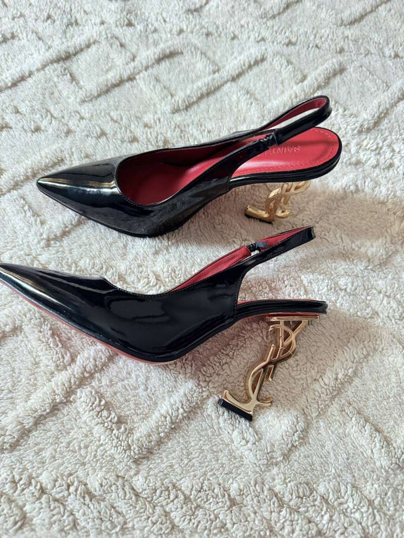 ✨ Escarpins femme style luxe noir verni avec talon doré YSL ✨ - Miniature 4