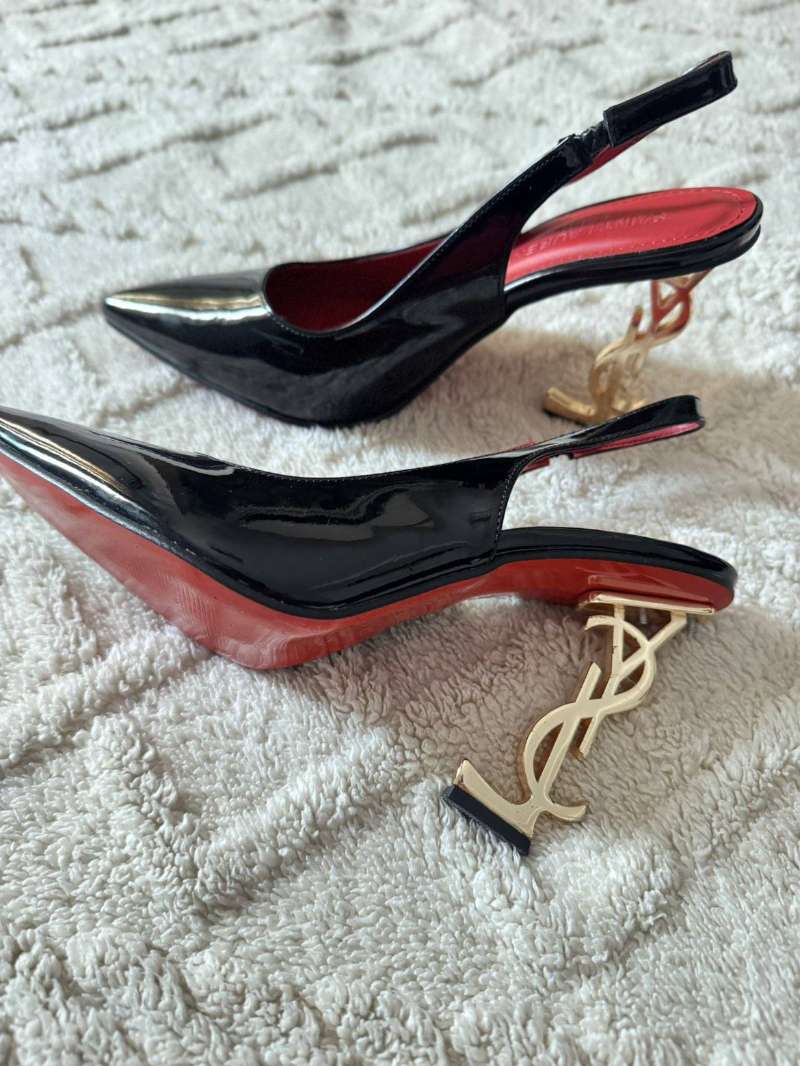 ✨ Escarpins femme style luxe noir verni avec talon doré YSL ✨ - Miniature 4