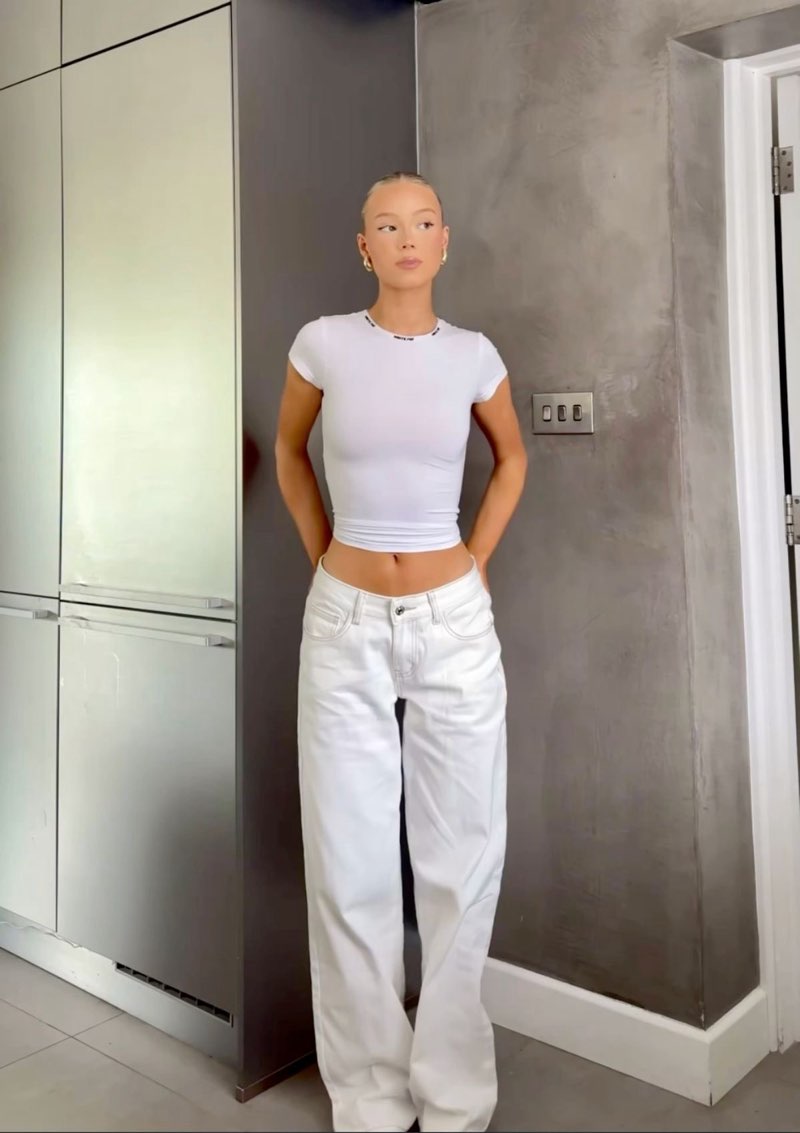 Pantalon jean blanc pull&bear original baggy large wide leg - Miniature 3