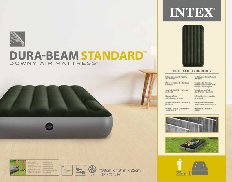 Matelas GonflableTechnologie Fiber-Tech avec Pompe à Pied Intégrée Intex 64761 -