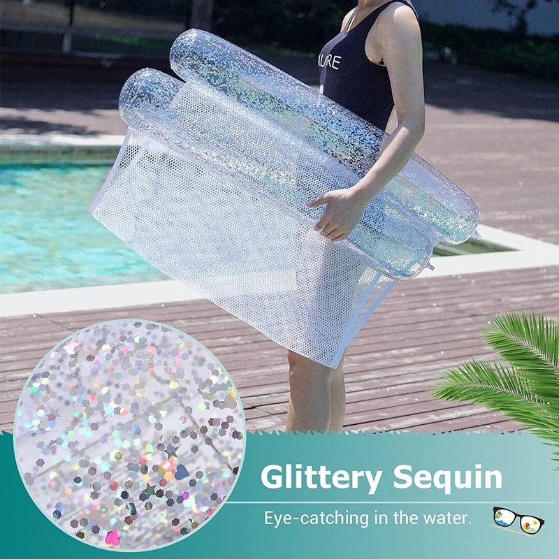 Hamac de Piscine Flottant Multifonction 4en1 Design Glitter, Confort Aquatique - - Miniature 3