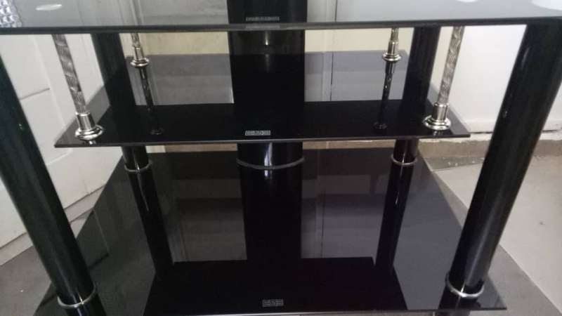 Table TV verre et acier - Miniature 5
