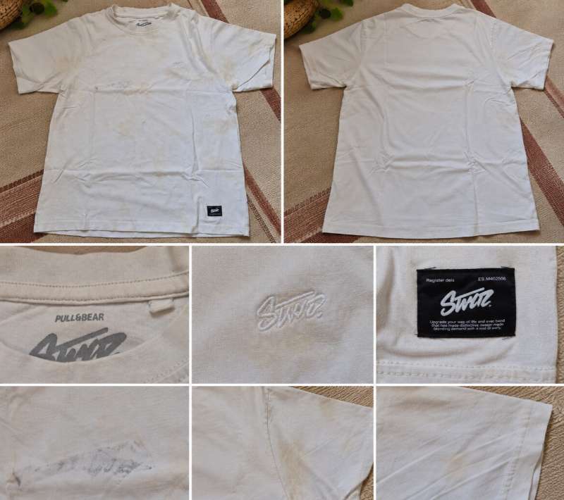 T-shirt manches courtes Pull&Bear taille S, dans un ton blanc cass