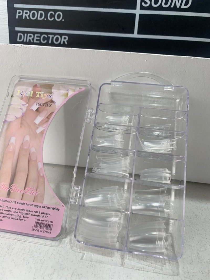 100PCS faux ongles carrés transparents professionnels en acrylique – طقم أظافر ص - Miniature 4
