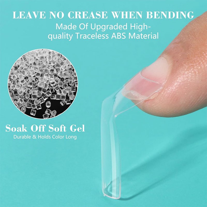 100PCS faux ongles carrés transparents professionnels en acrylique – طقم أظافر ص - Miniature 3