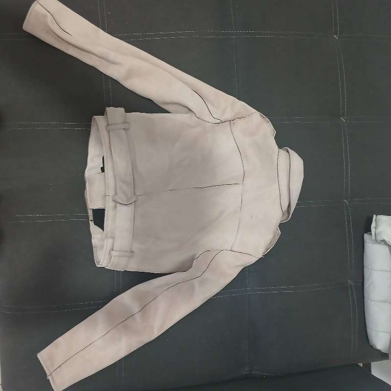 Perfecto Bershka en daim, couleur rose nude - Miniature 3