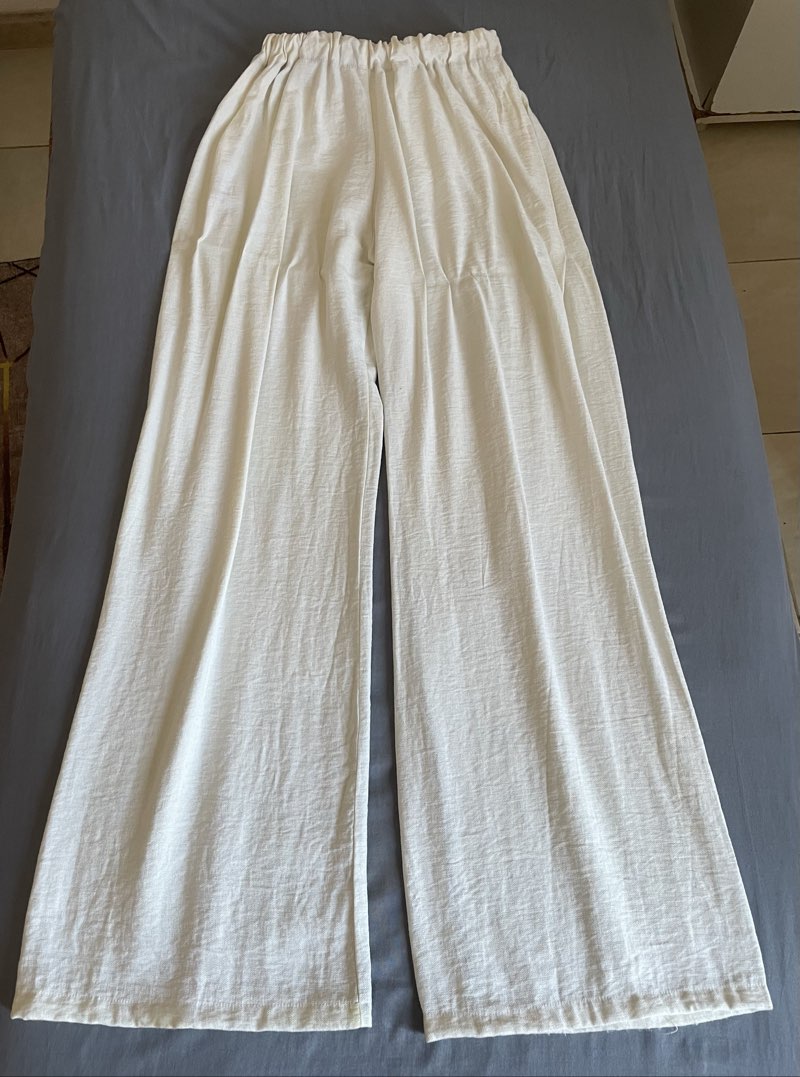 Pontalon en lein blanc cassé taille M - Miniature 2
