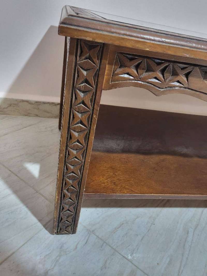 Table basse en bois sculpté – Vintage - Miniature 2