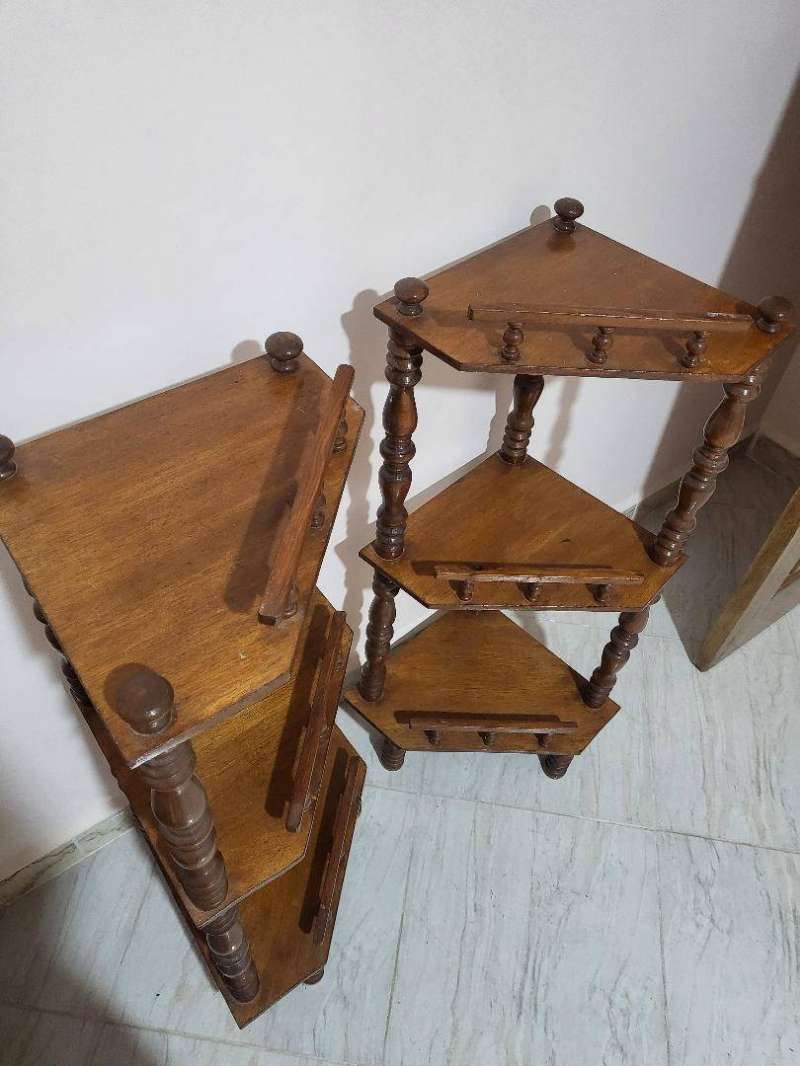 Lot de 2 tables d’angle en bois – Vintage - Miniature 4