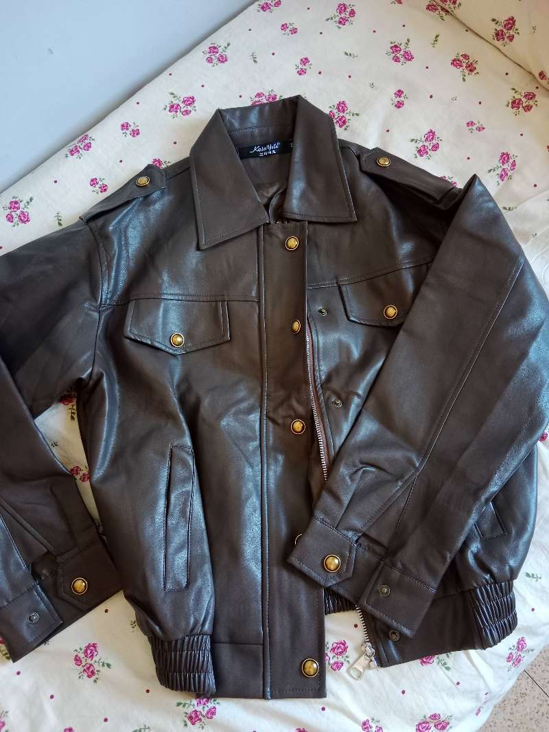 Veste te3 cuir marron
